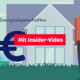 Animation: Ein Mann steht vor einem Haus und überlegt, wie er den Wert seiner Immobilie erhalten kann, neben ihm steht ein große Euro-Zeichen, und im Vordergrund steht ein Button mit "Mit Insider-Video" | Werterhalt durch Energieeffizienz