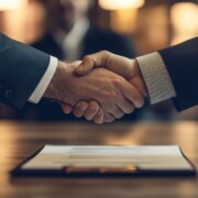 Ein Immobilienmakler und sein Kunde geben sich die Hand