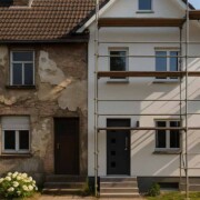 ein geteiltes Haus, halbsaniert und halb unsaniert