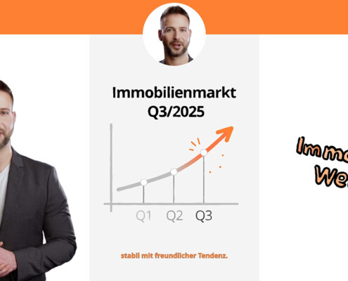 Ein Teaser für das Immowetter, ein Moderator, der das Immobilien-Wetter ansagt